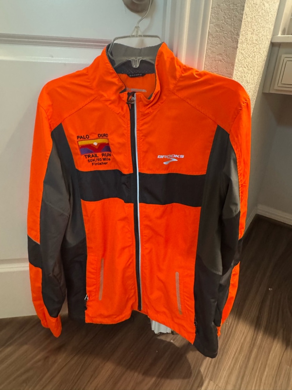 Brooks Men’s High-Visibility Orange & Gray Trail Jacket